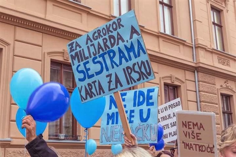 Prosvjed medicinskih sestara u Zagrebu