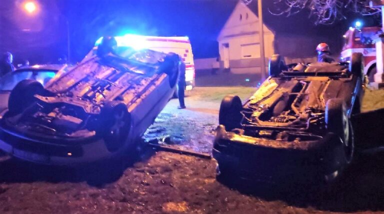 Automobili završili na krovu u mjestu Satnica kod Valpova nakon prometne nesreće